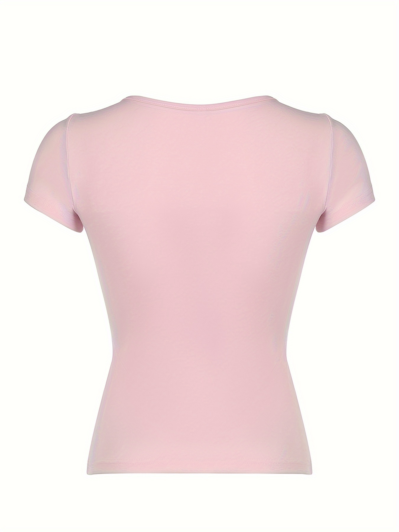 ★ILLIGO★ Ribbon fitted t-shirt pink y2k contrast lace ribbon bow detail fit t shirt black - Temu