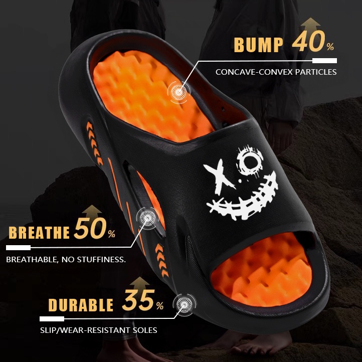 Men'S And Women'S Thick-Soled Oversized Fashion Print Comfort Slippers | Lightweight, Stylish, All-Season, Eva Material, Open Toe, Slip-On Closure, Perfect For Daily Use, Couples, And Family - A Practical Gift