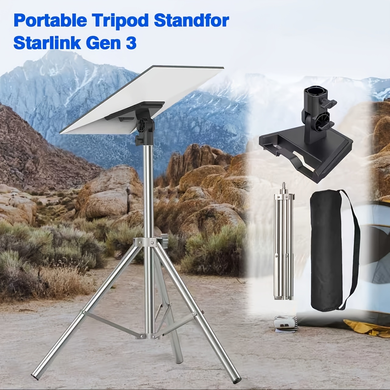 Support Trépied Starlink Mini avec Adaptateur Vis 1/4", Pied Télescopique Réglable en Hauteur & Tête Balle Inclinable à 360° – Image 3