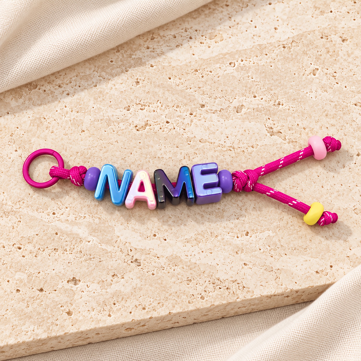 TEMU [Personalizado] 1 llavero de cuentas de acrílicas multicolores personalizado - con (A-Z), llavero de personalizable, decoración de cuentas
