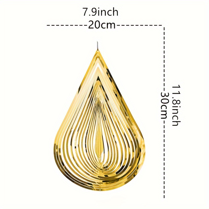 3d Teardrop Wind Chime, Stainless Steel Metal Hanging Decoration For Garden, Patio - Elegant Kinetic Sculpture, Use Without Electricity & Battery-free