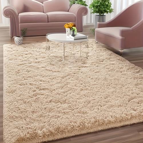 item picture 1pc of camel colored soft and fluffy shaggy rug for the living room a plush floor carpet for a home decorative rug suitable for use as a chair mat under the bed in for photo props and in areas