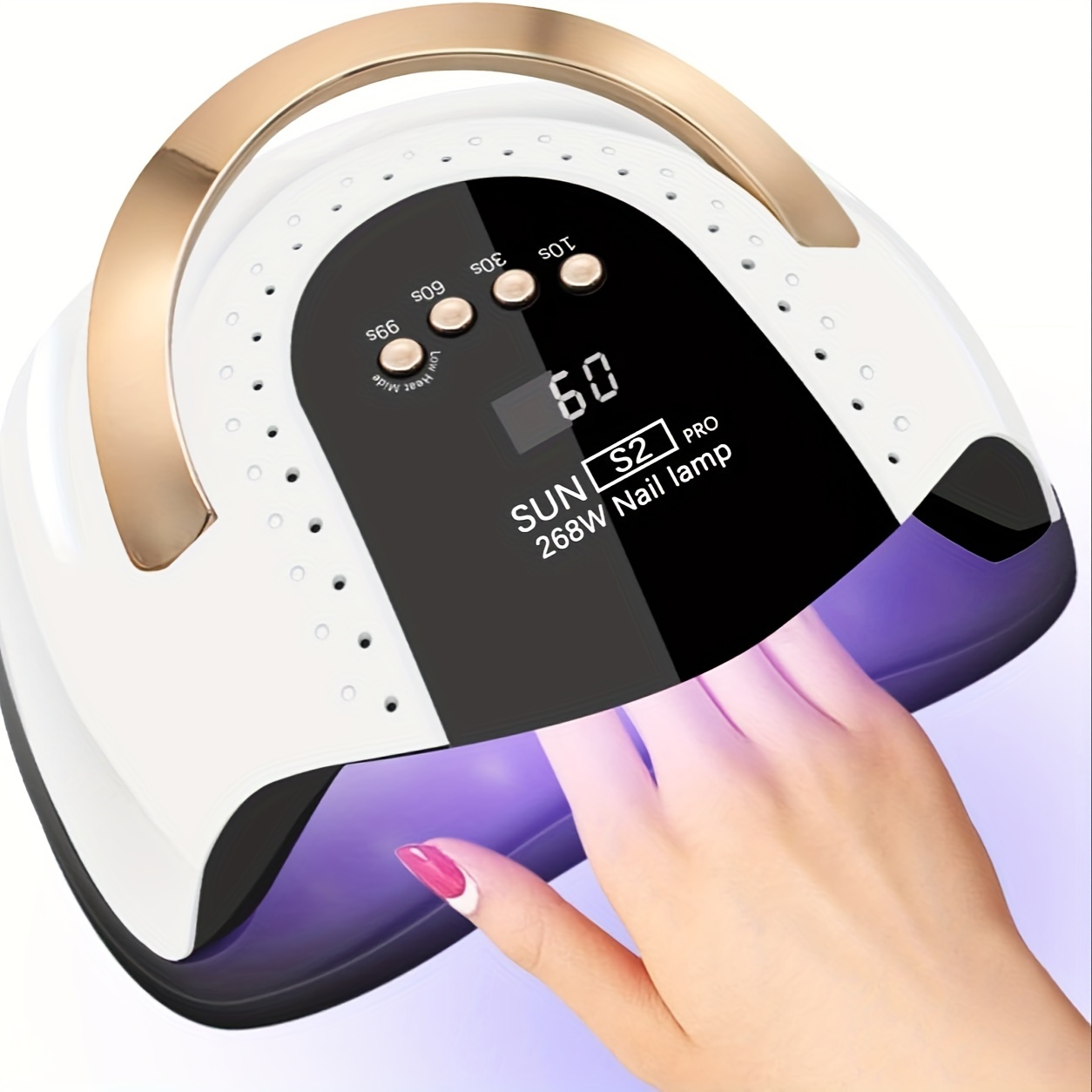 

268w Uv Led Nail Lamp, Nail Dryer For Gel Polish, 4 Timers Uv Nail Lamp Professional Nail Light, 57pcs Lamp Beads And Automatic Sensor (white Pink Purple)