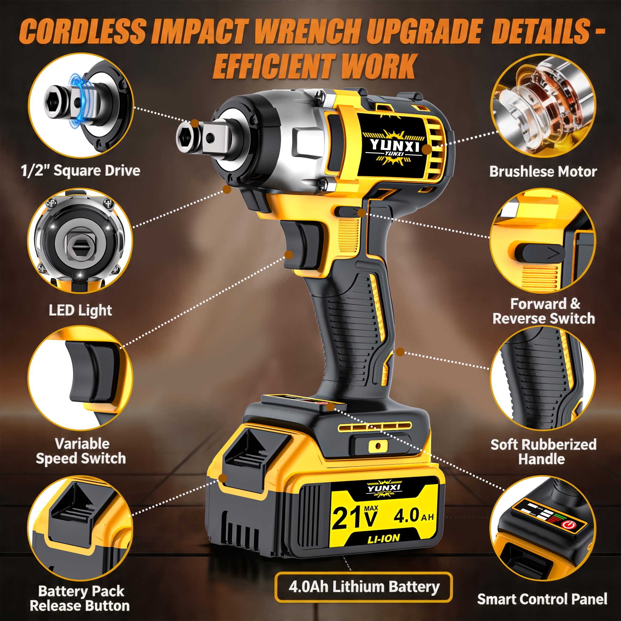 21V High Torque Cordless Impact Wrench Kit