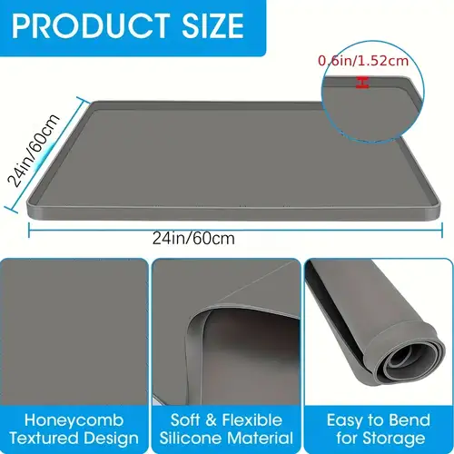 Fridge Silicone Mat With 0.8Inch Raised Edge 60 X 60cm Anti-Slip Washing Machine Mat Floor