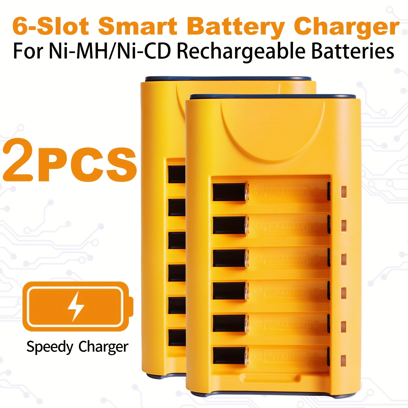 

2 Pcs 6 Bay Universal Charger For Aa Aaa Ni-mh Ni-cd Rechargeable Batteries