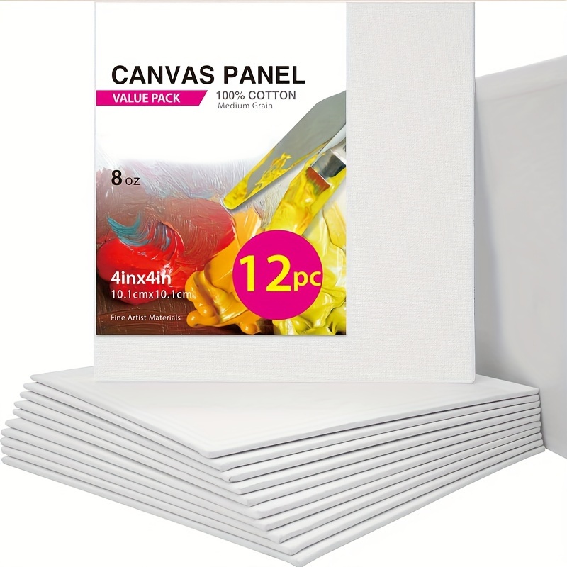 

Small Painting Canvas Panels 4x4 Inch, 12pcs - Triple Primed 100% Cotton Acid Free Square Canvas Boards For Painting, White Blank Flat Canvas Boards For Acrylic, Paint Drawing Board