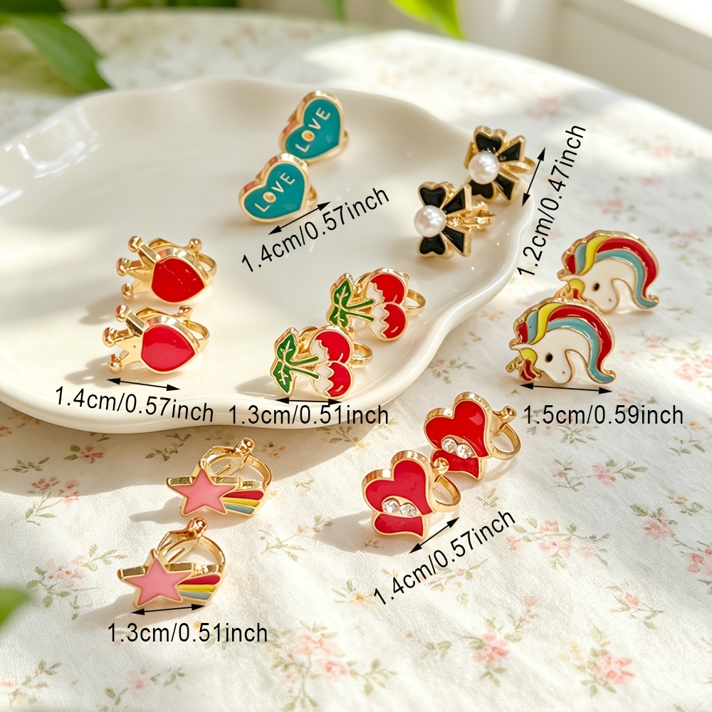 7 Pairs Sweet Heart 3D Fashion Ear Clips Set