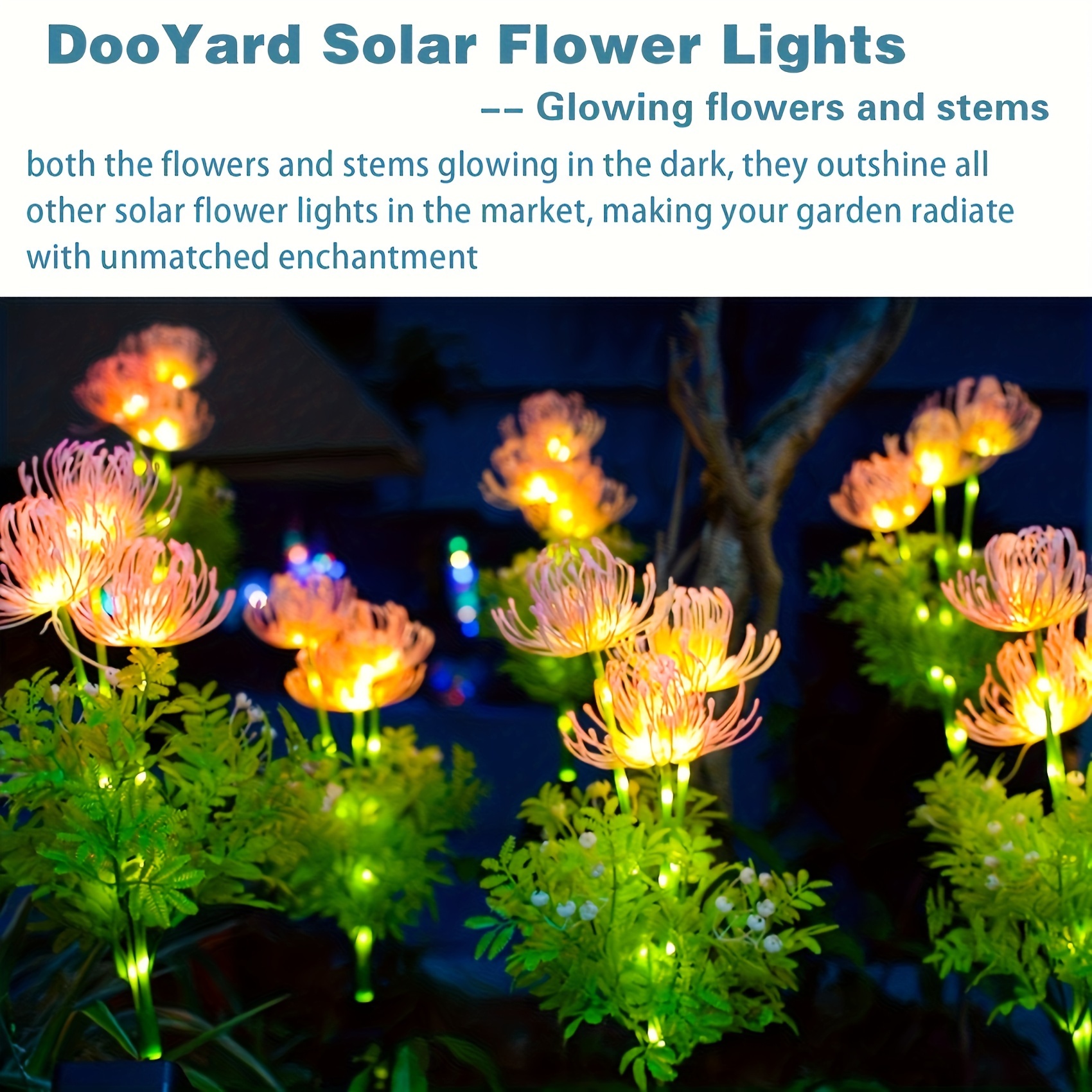 

2pcs , Solar Flower Lights With Luminous Stems, Upgraded Solar Panels, Outdoor Garden Decoration Solar Lights, Courtyard Decoration (1.2v/aa 600mah Nickel Series Battery)