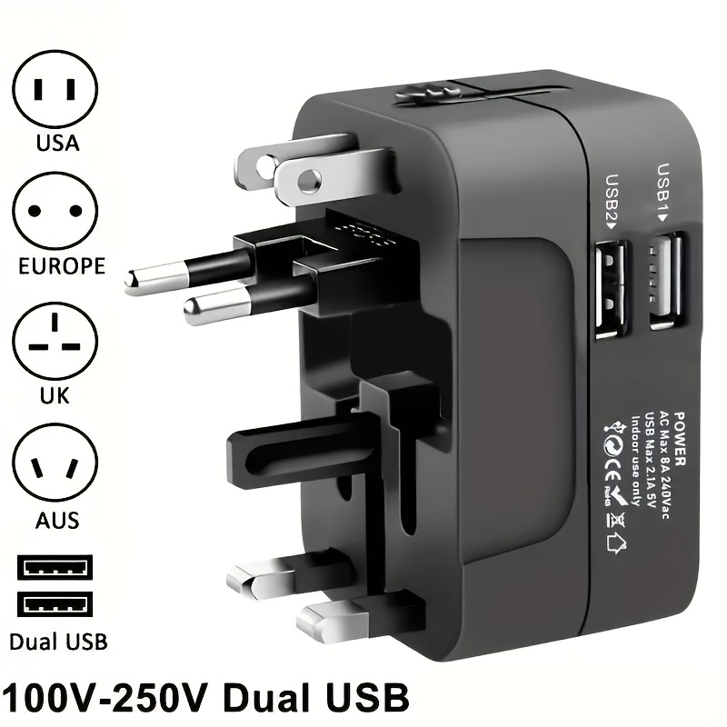 portable universal travel   power strips with   ports 110v 240v input us eu uk au plugs all in   charger for over 350 countries compatible with with iphone samsung tablets compact and portable design for travelers dormitories and apartments hotel outdoor and public places black and white local warehouse camping gear and equipment