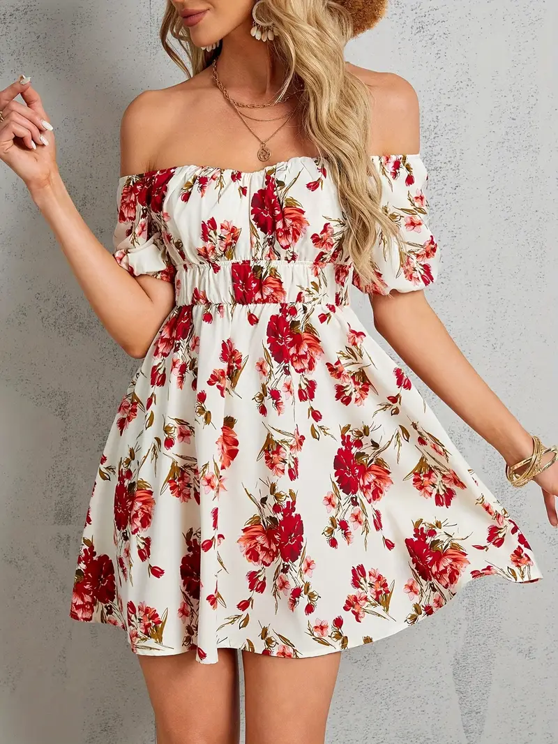 off shoulder floral dress knee length Off Shoulder Knee Length Flower Girls Dress
