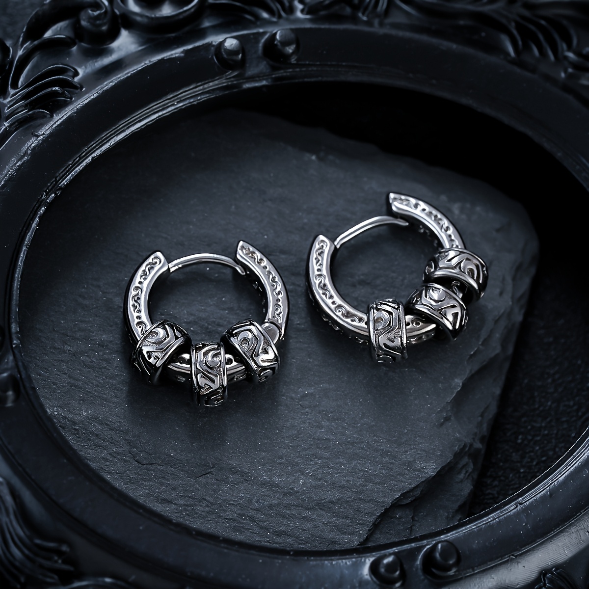 TEMU Boucles d'oreilles pour hommes motif dragon, design tendance hip-hop, niche, style rétro, bijoux adaptés et à offrir, pile