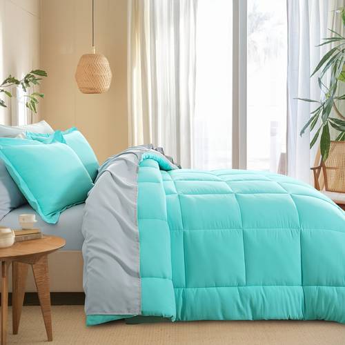7pcs ultra in a bag down alternative bedding sets with quilted comforter flat sheet fitted sheet pillowcases gifts