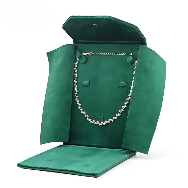 TEMU 1pc Velvet Jewelry Pouch With Pearl Closure, Assorted Colors, Portable Necklace Organizer, Clasp Closure Storage Box For Pendants And Beads,