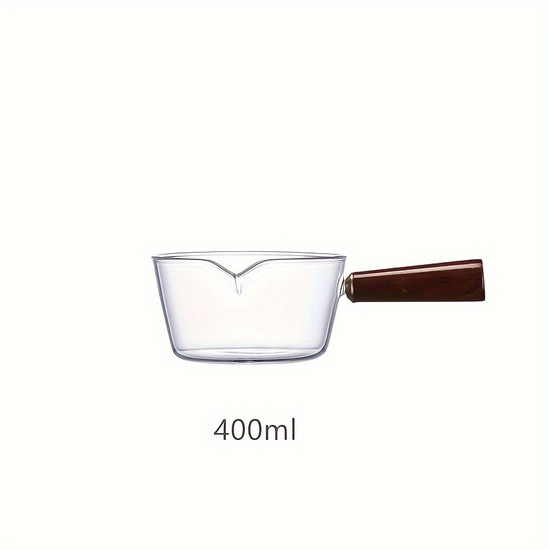 E-shop Großer Einzelgriff -Glaskochtopf, Fassungsvermögen 600ml und 400ml, Glas-Milchtopf Suppentopf, transparenter Hochborosilikatglas-Topf kleiner