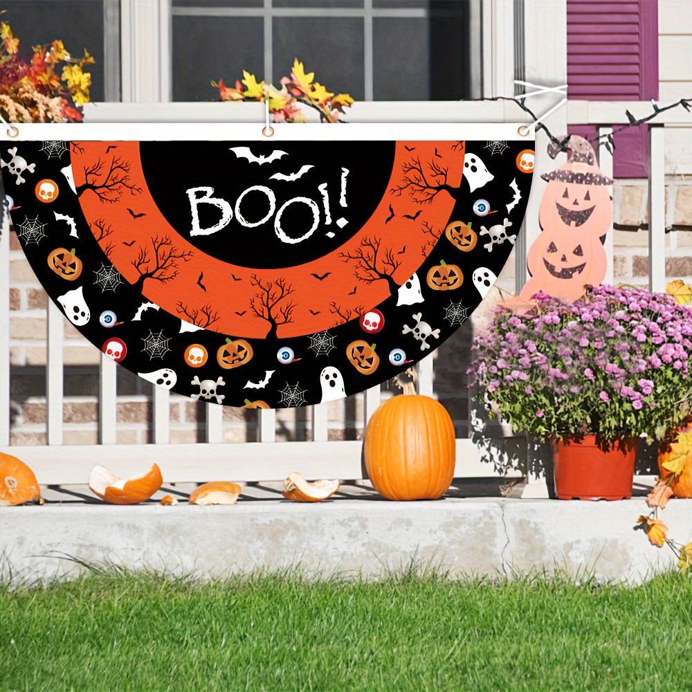 

Halloween Pumpkin & Ghost Garden Flag - Durable Polyester, 35.4" X 17.7" - Perfect For Outdoor Parties & Home Decor Halloween Home Decor Halloween Outdoor Decorations