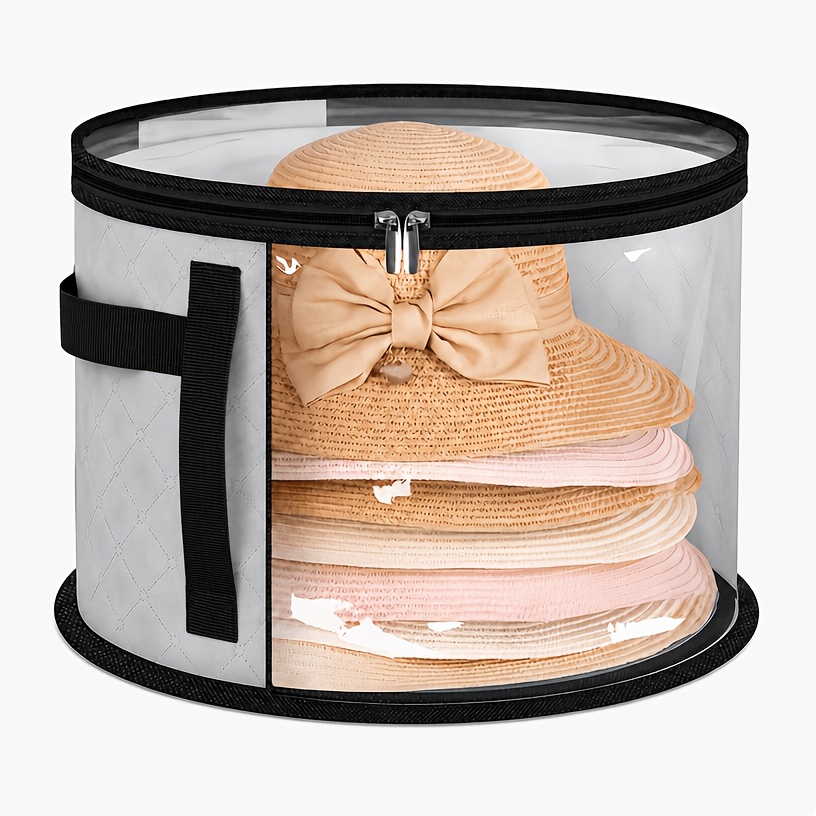 TEMU de almacenamiento extragrande para sombreros - Contenedor plegable de tela no tejida para accesorios con reforzadas para sombreros, viseras,