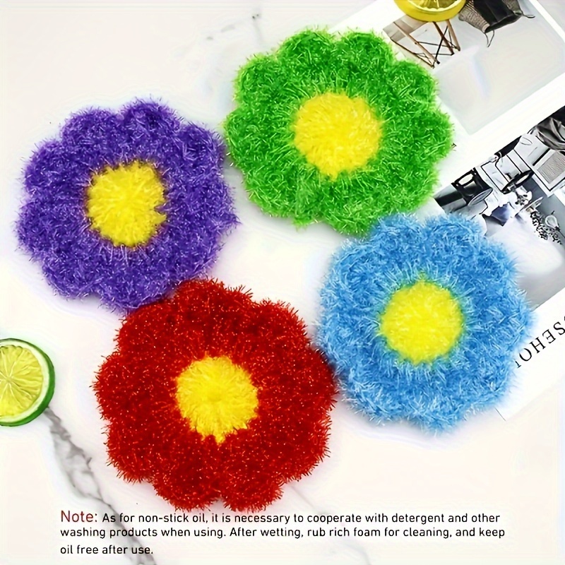 

10pcs, Cleaning Sponge, Cute Flower Dish Scrubber, Multifunctional Cleaning Towel, Scouring Pad For Household Cleaning, Dishwashing Sponge, Oil, Pot Washing Sponge Wipe, Cleaning Stuff