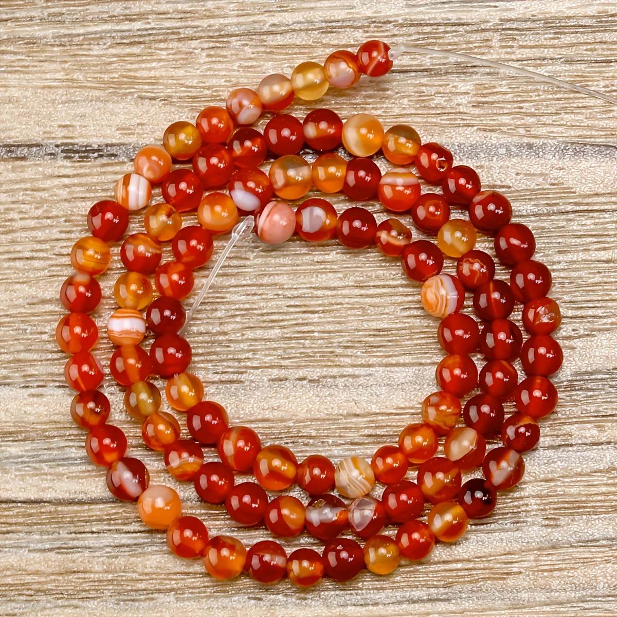 TEMU 45/64pcs Per Strand, Agate Loose Beads Sizes: 6/8mm, With A Glossy Round Finish. Suitable For Making, Including Necklaces, Bracelets, And