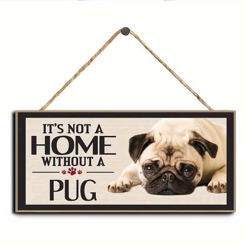 

Pug : 1pc Wooden Dog Decor Sign - Home & Pet Enthusiasts, No Power Needed