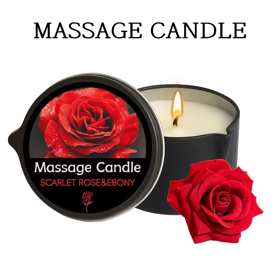 Image of Massage Candle - Essential Oil - Rose And , 2oz/57g Melts Into Warm Massage Oil - Sensual Massage Candle, Pour Spout