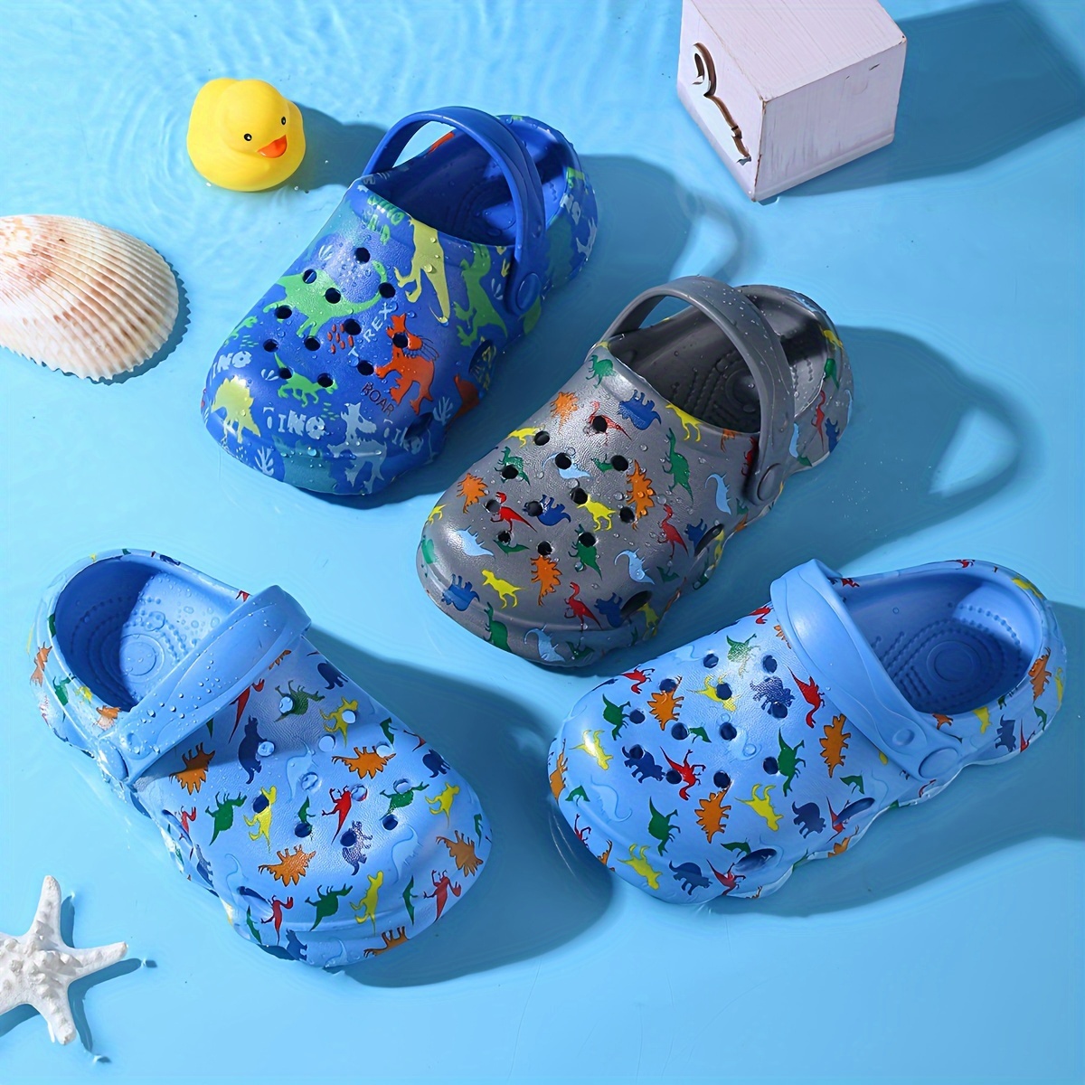 

Casual Cute Cartoon Print Clogs For Boys, Breathable Lightweight Clogs For Indoor Outdoor Beach Pool