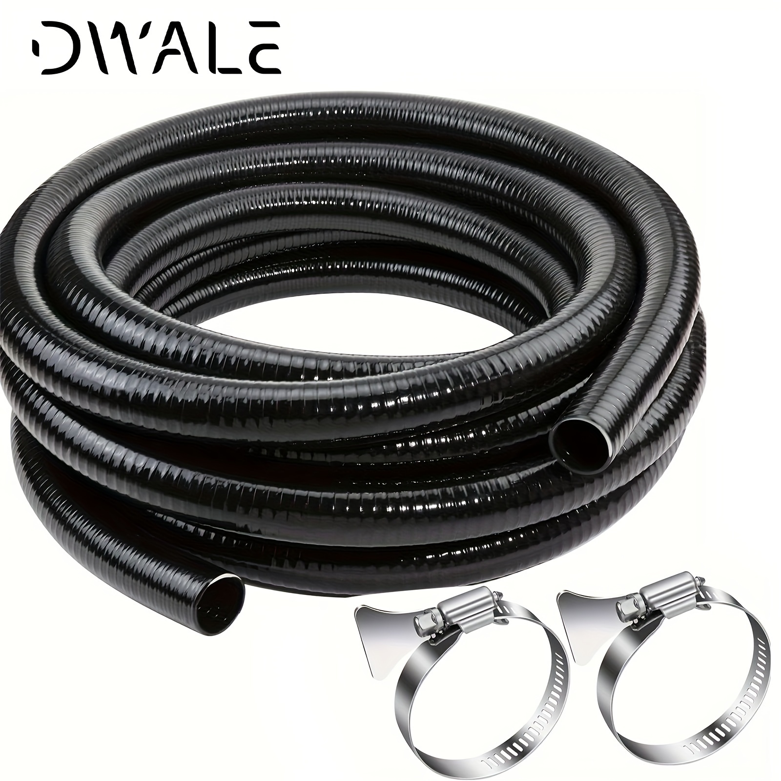 

Flexible Pvc Pipe1.5" Dia Black Pvc Pipe, 1.5" X50 Feet Pool Hose, Spa Hose Tubing For Koi Ponds, Pond Tubing, Irrigation And Water Gardens, With 2pcs Stainless Steel Clamps