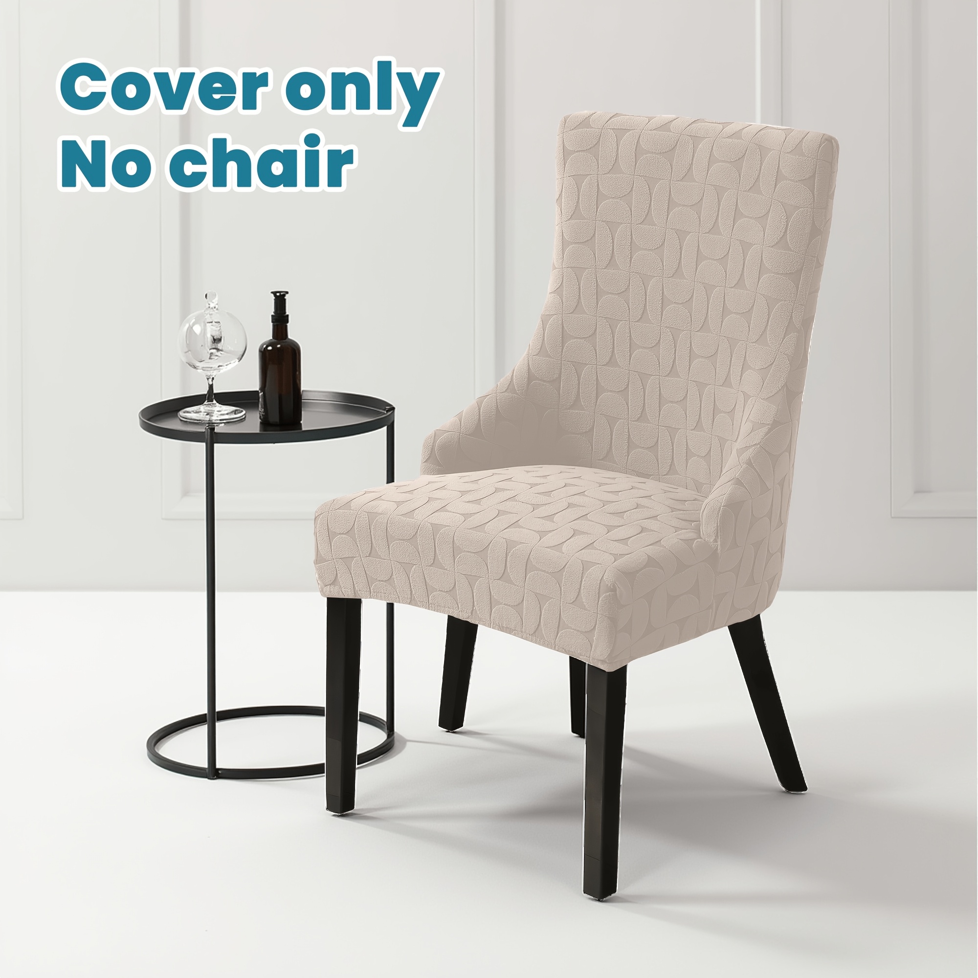 TEMU 1 Housse de chaise de salle à manger avec accoudoir intégral, élastique, jacquard géométrique Sherpa demi-cercle