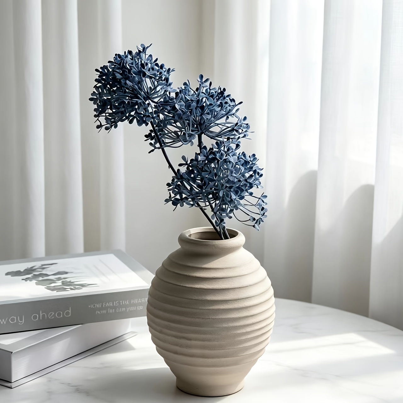Image of Blue Hydrangea, Artificial Flower Bouquet - Decor For Halloween, Easter, Hanukkah, Thanksgiving, Graduation Ceremonies, Best For Christmas