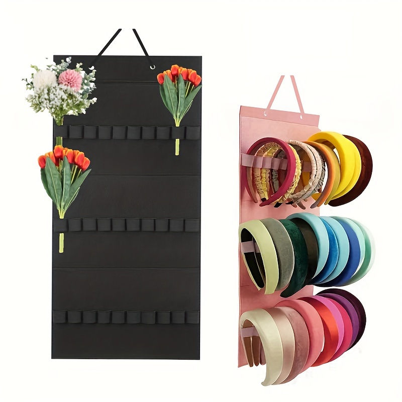 

1pc Pvc Hanging Headband Display Organizer, Minimalist Style Wall-mounted Headband Holder Rack With Multiple Slots For Accessories Storage