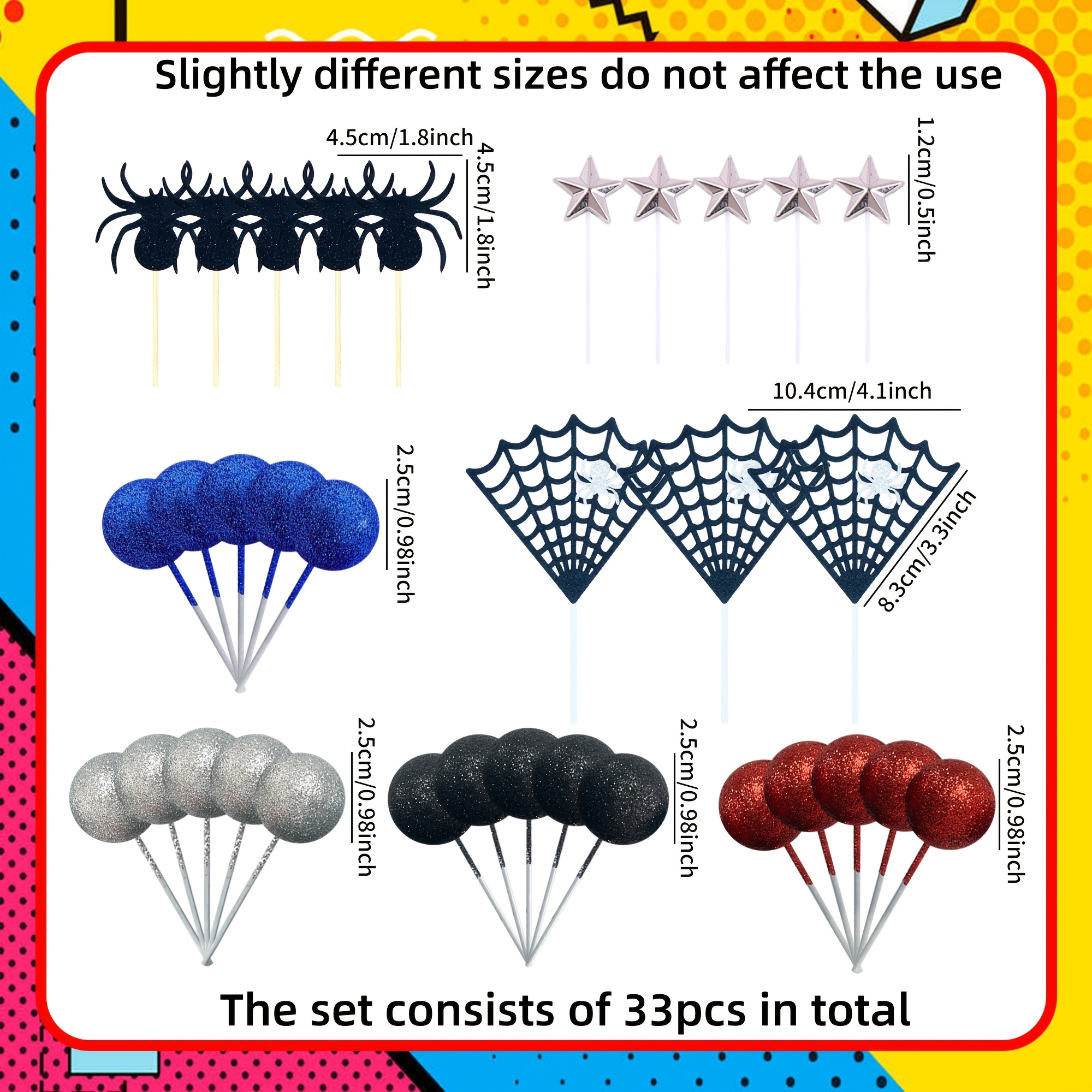 Image of Laventy 33pcs Superhero Birthday Cake Decoration Superhero Party Favors Cupcake Cake Decoration Cake Decoration Birthday Party