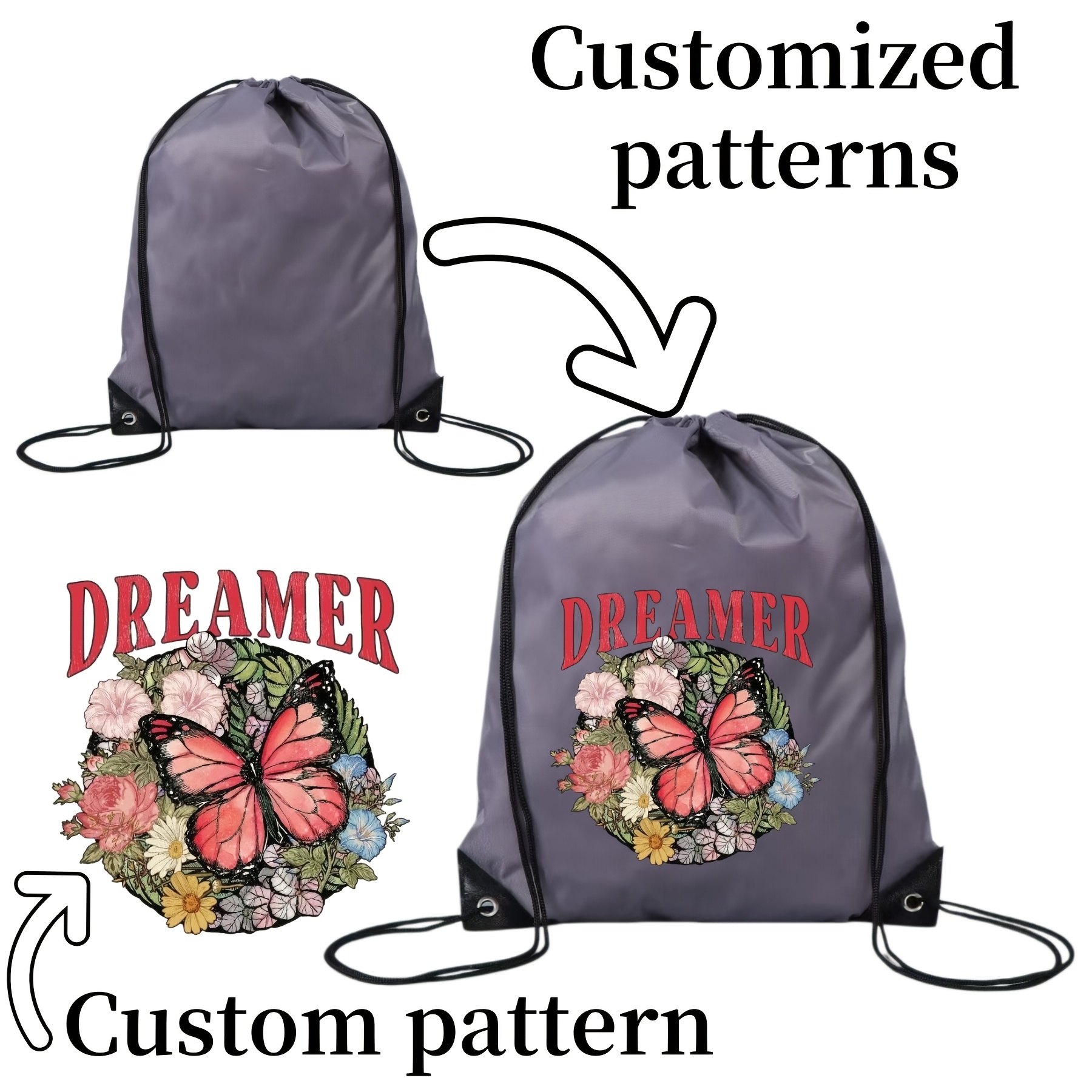 TEMU 2er-Set personalisierbare Sporttasche mit Kordelzug, gestalte deine eigenen Muster und Fotos und verschiedene Logos, geeignet für Fitnessstudio,