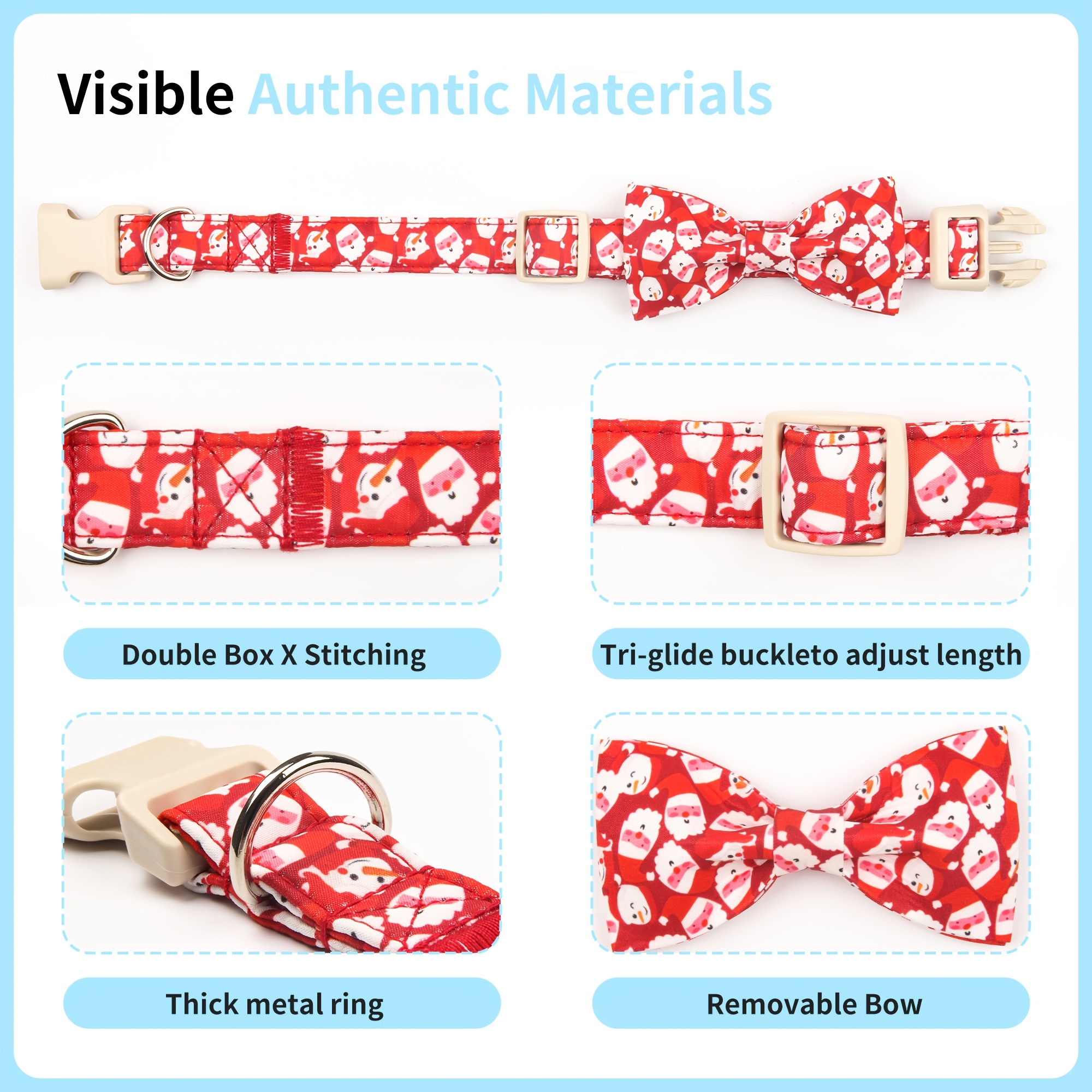 Holiday Season Themed Adjustable Soft Polyester Puppy Collar Set