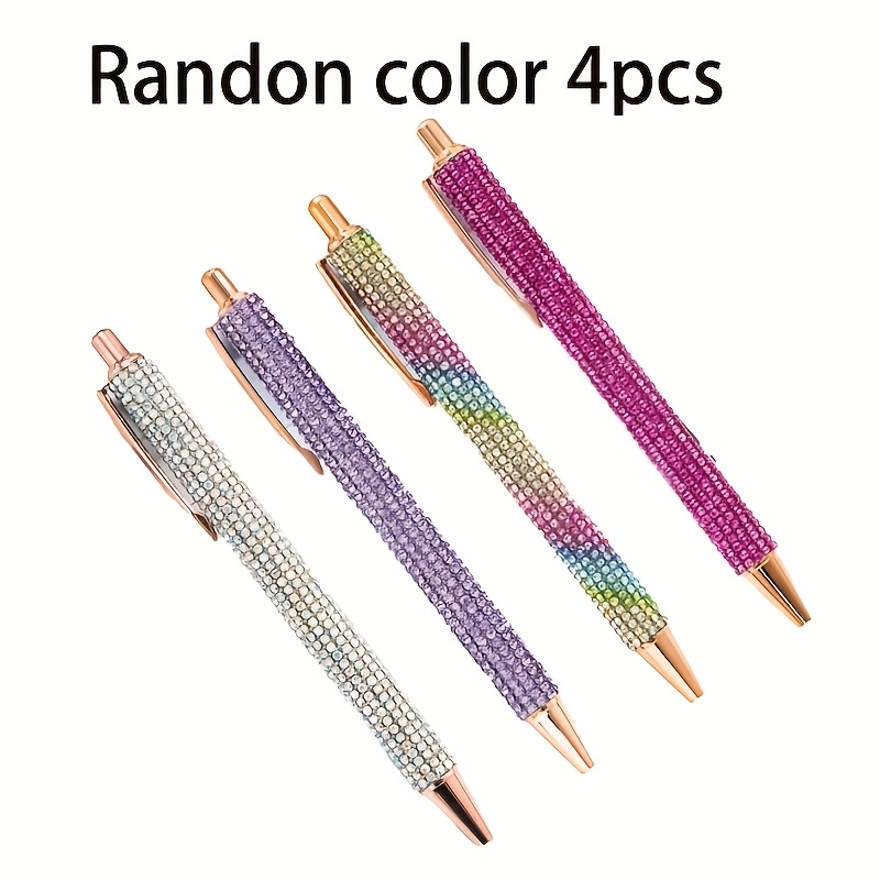Luo Qi Ye 2/4pcs Shiny Flash Diamond Ballpoint Pen - For School And Office, Ideal Gift, Random Stationery Ballpoint Pen Press Pen
