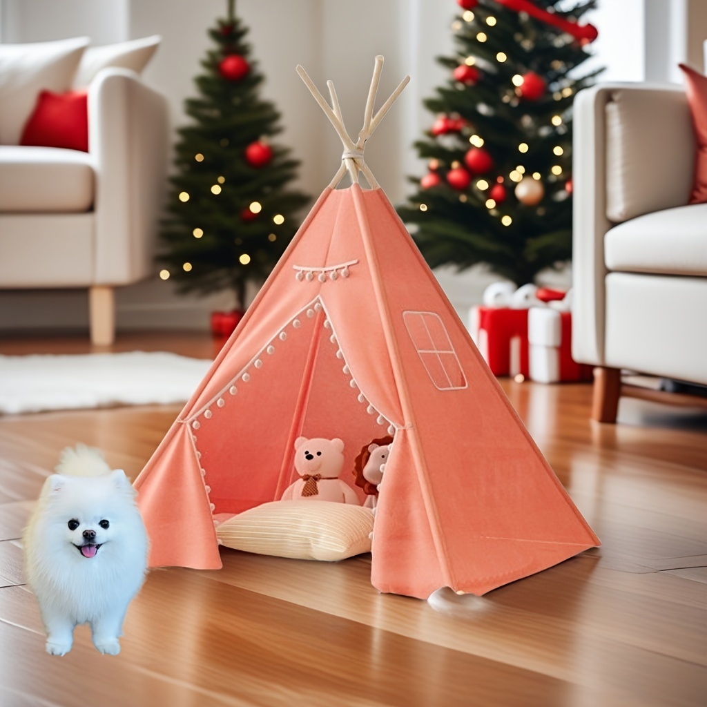 

Portable Game Tent For Indoor And Outdoor Use, Pet Tent With Removable , Foldable Wood Material Playhouse For Cats And Dogs - 1 Pack