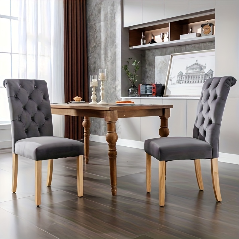 Classic Grey Button-Tufted Dining/Bedroom/Kitchen/Lounge Chairs with Nailhead Trim - Dark Grey/Black Upholstery, Sturdy Non-Wood Frame, Versatile Seating for, Office, Cafe - Easy-Clean Fabric-like Furniture (No Wood Components