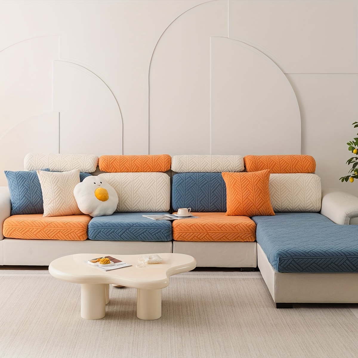launch 1pc jacquard colorful fleece sofa cover elastic universal stretch sofa cover for   easy to   universal full wrap non slip sofa cover back cover and cushion cover sofa protection cover suitable for offic Product details 4
