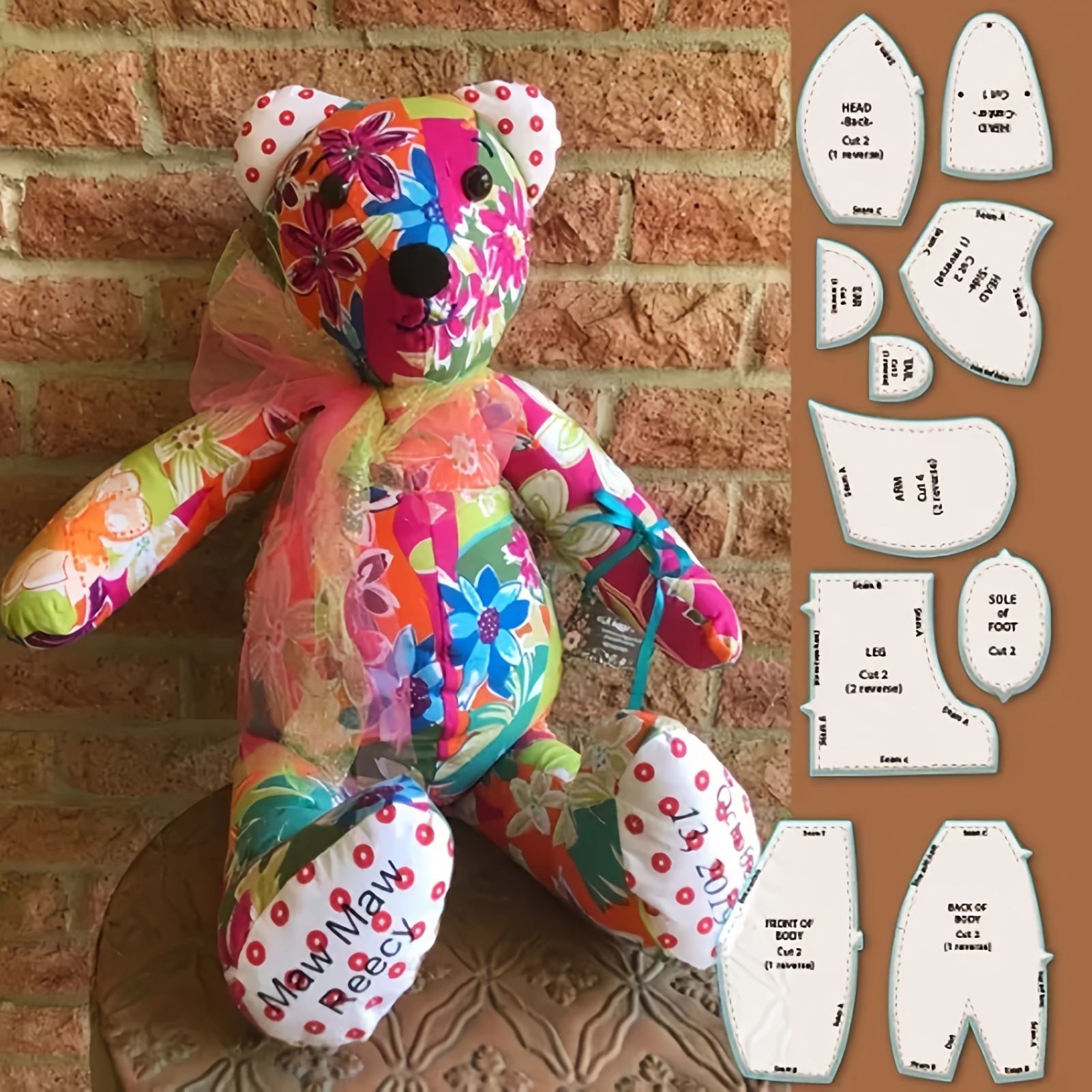 

10pcs Fdit Sewing Pattern Templates Set, Diy Quilting Doll For 10- Bear, Christmas