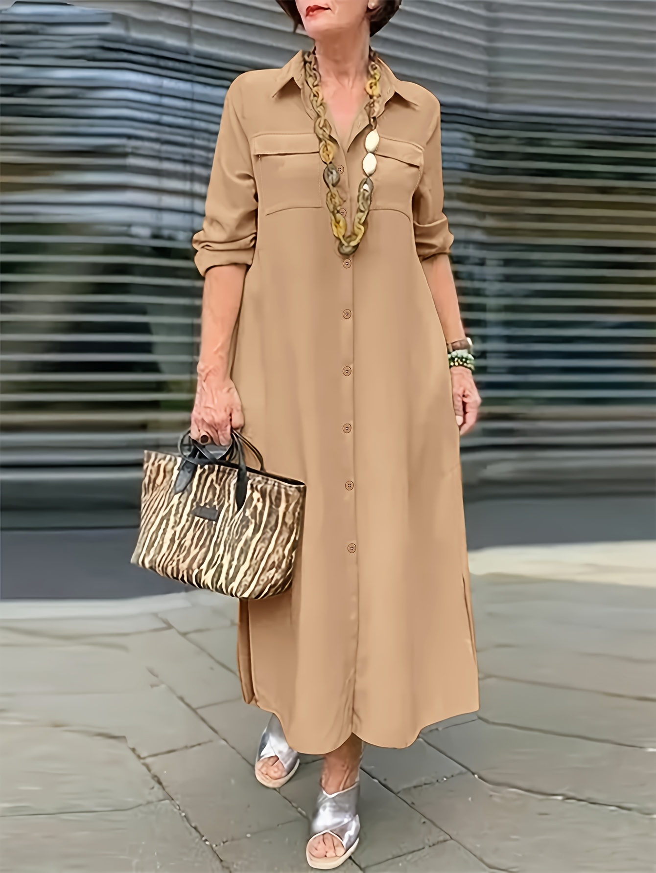 brunch wedding dress code Elegant Satin Plus Size Women Shirt Dress Sexy Ruched Long Sleeve Lace   Mega Mart Center