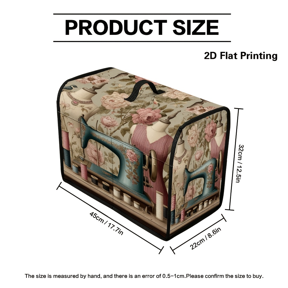 TEMU para máquina de coser de 1 pieza, 2D, estilo temática floral de costura, con almacenamiento multibolsillos y asa, compatible con máquinas de