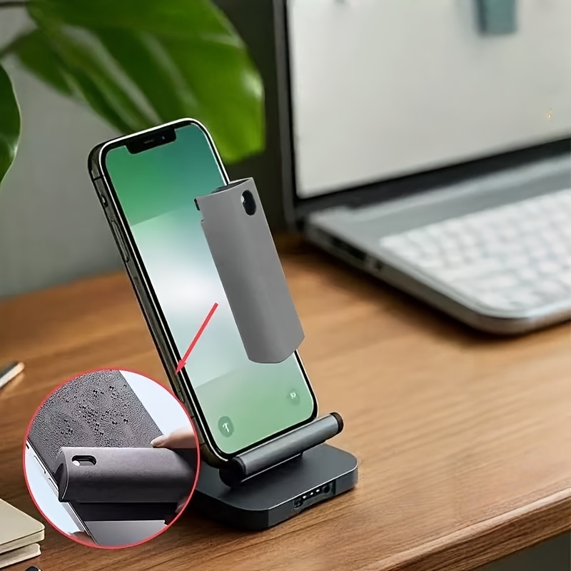一体型マイクロファイバークロス付き詰め替え可能クリーニングスプレーボトル - エルゴノミックグリップ、コンパクト＆ポータブル設計、スマートフォン・タブレット・メガネ・キーや電子機器用 - 詰め替え可能な洗浄液、モダンデザインの耐久性プラスチック製テクアクセサリー 商品詳細 1