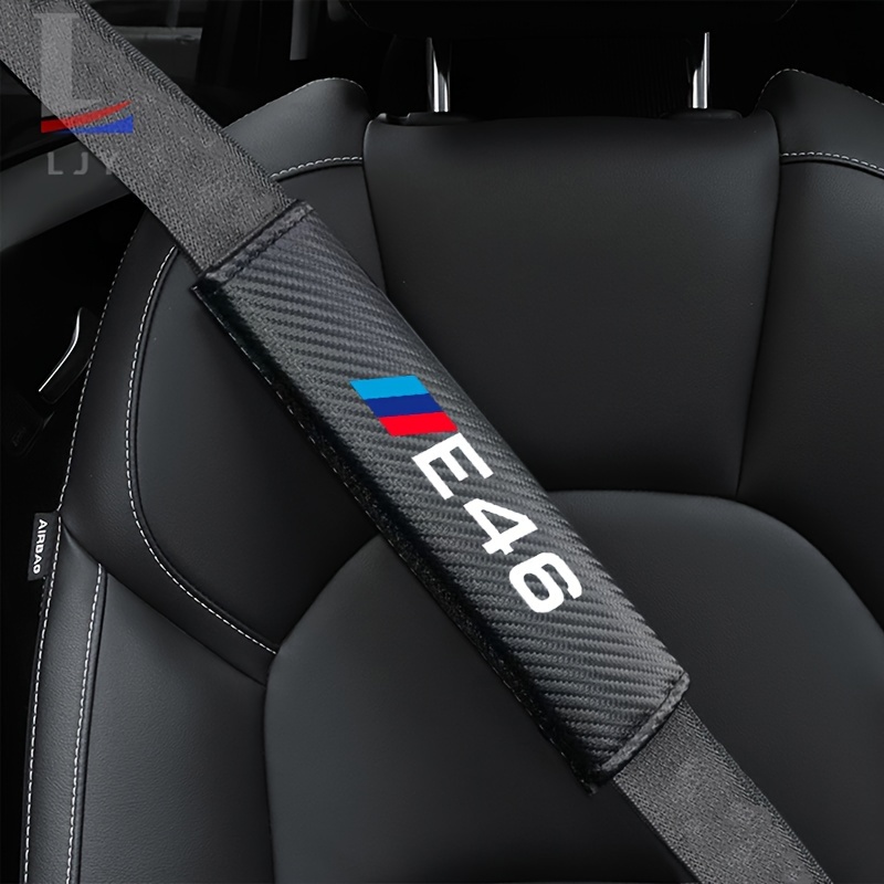 

1pc Premium Leather Seat Belt Cover With Carbon Fiber Pattern For Bmw (e34, E46, E60, E87) - Comfortable Shoulder Protector, Black, Vehicle Accessory|sporty Car Accessory|