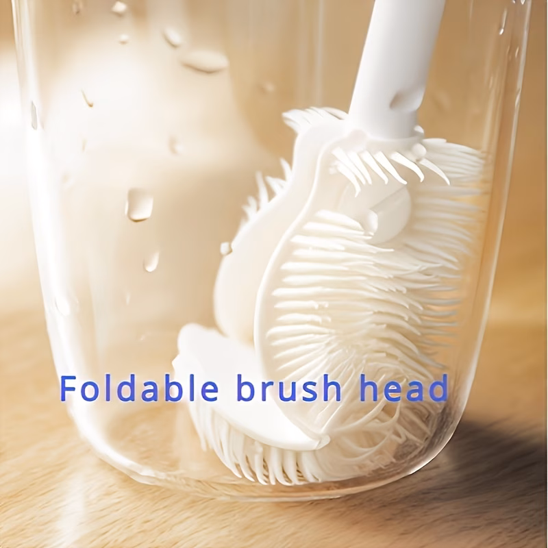360 rotating silicone bottle brush foldable head flexible silicone material for deep cleaning portable and reusable suitable for kitchenware and beverage cleaning and water bottle cleaning tool use Product details 1