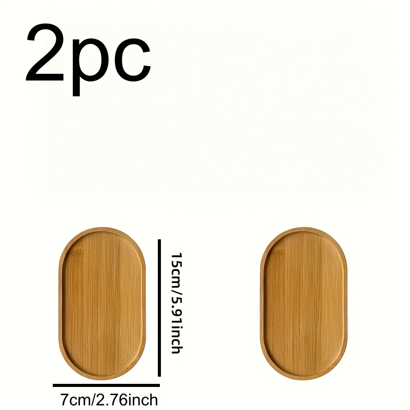 TEMU 2pcs Oval Wooden Tray Set, Multifunctional Solid Wood Tea Tray, Vanity And Potting Tray, High-quality For Home And Restaurant Decoration
