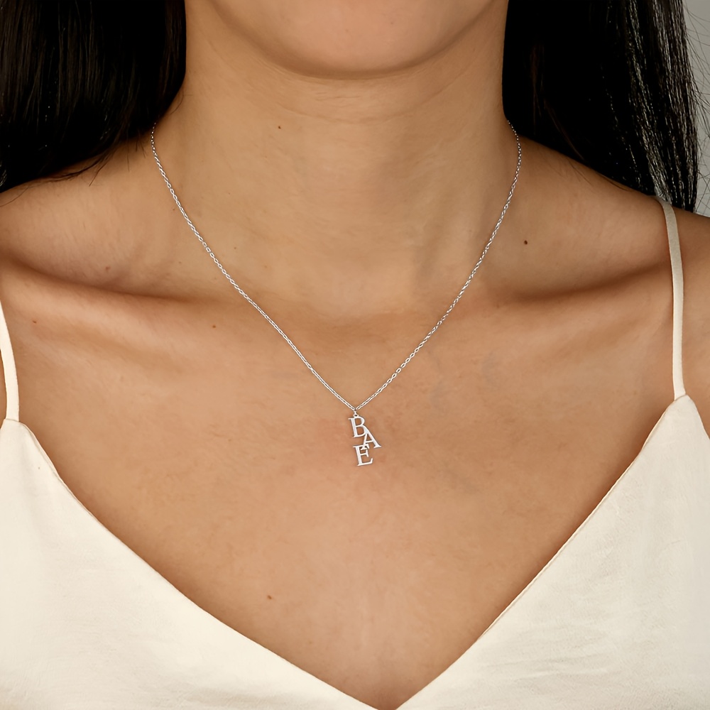Personalized Spliced Letter Pendant Necklace, Minimalist Gift for Her