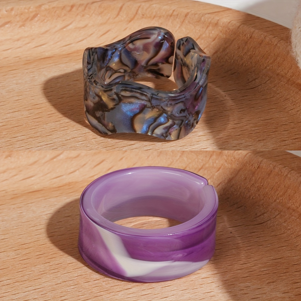 Geometric Resin Open Rings Set + All Match Rings Set