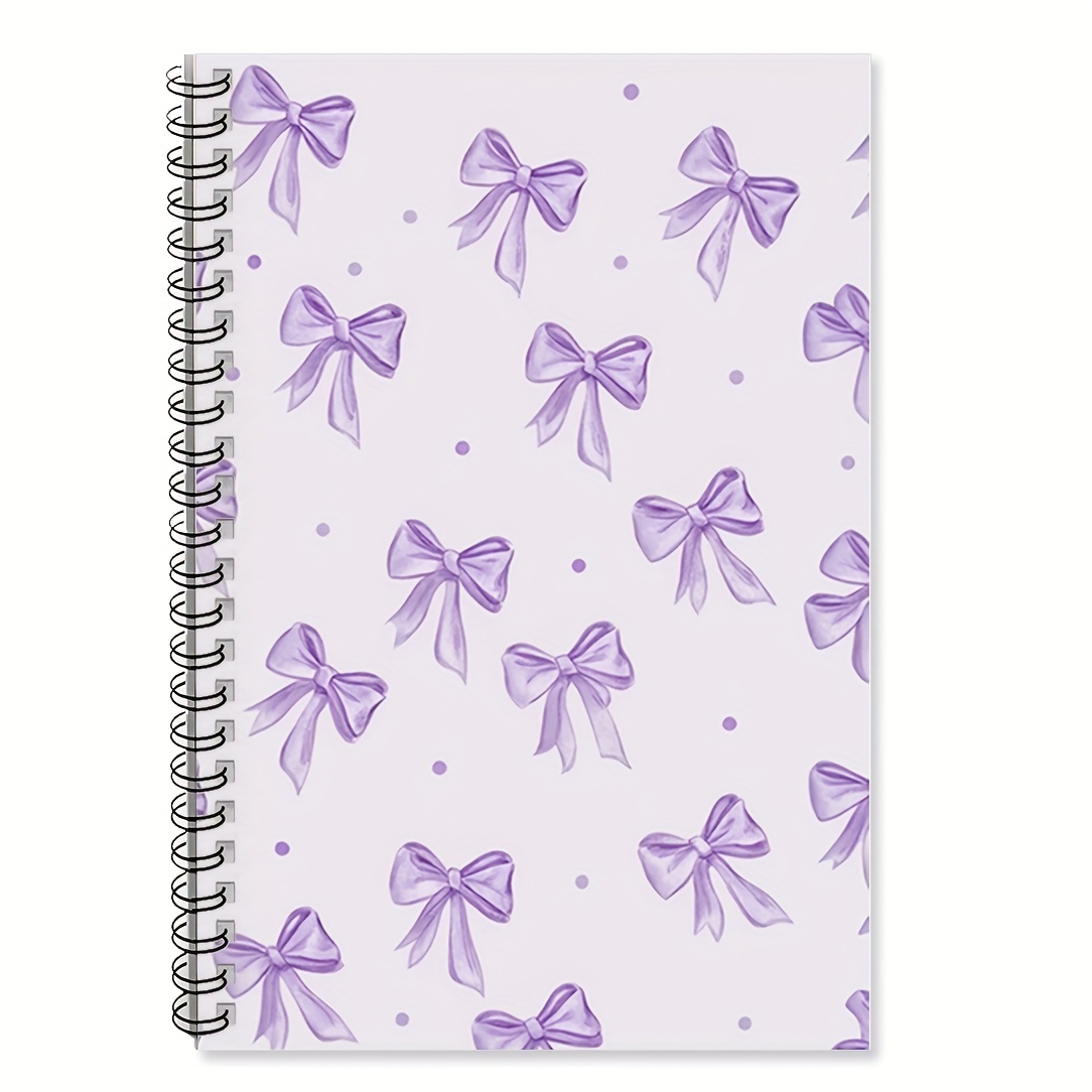 TEMU Carnet à spirale 14.48X21.08Cm avec nœud violet - Papier de qualité supérieure à grille, idéal pour , et cadeau pour , , les enseignants et les