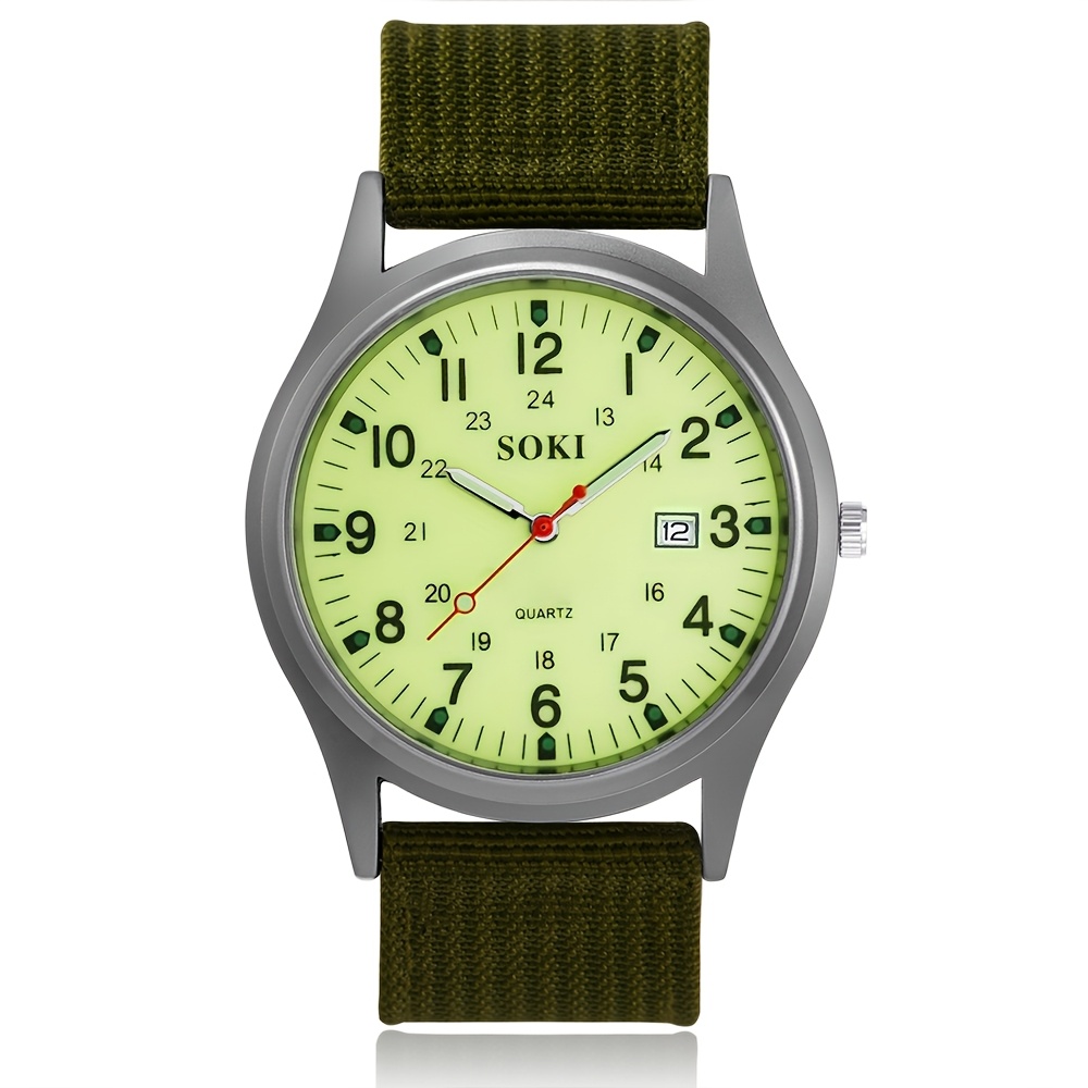 1pc Casual Nylon Strap Wristwatch Featuring A Date And Number Display, Suitable For Men And Women. This -style Clock Is A Perfect Gift Option