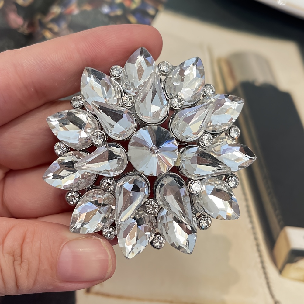 TEMU 1pc 56mm Extra-large Flashy Rhinestone-embellished Button For Fur Coats, Faux Fur, Dresses, Shoes, Hats, And Suit Jackets
