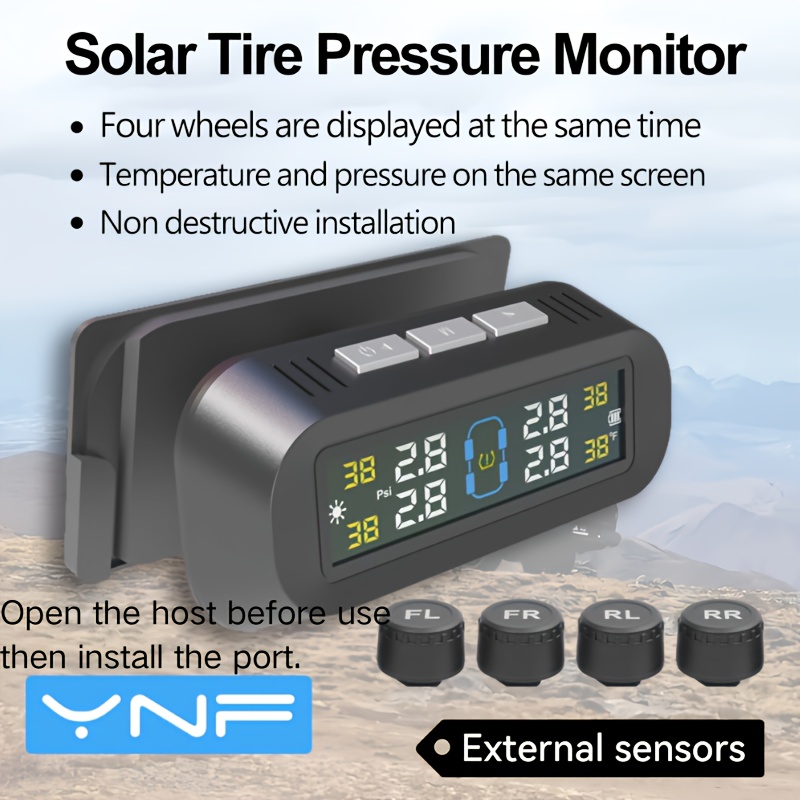 YNF Wireless Solar TPMS, מכשיר לניטור לחץ הצמיגים בזמן אמת,